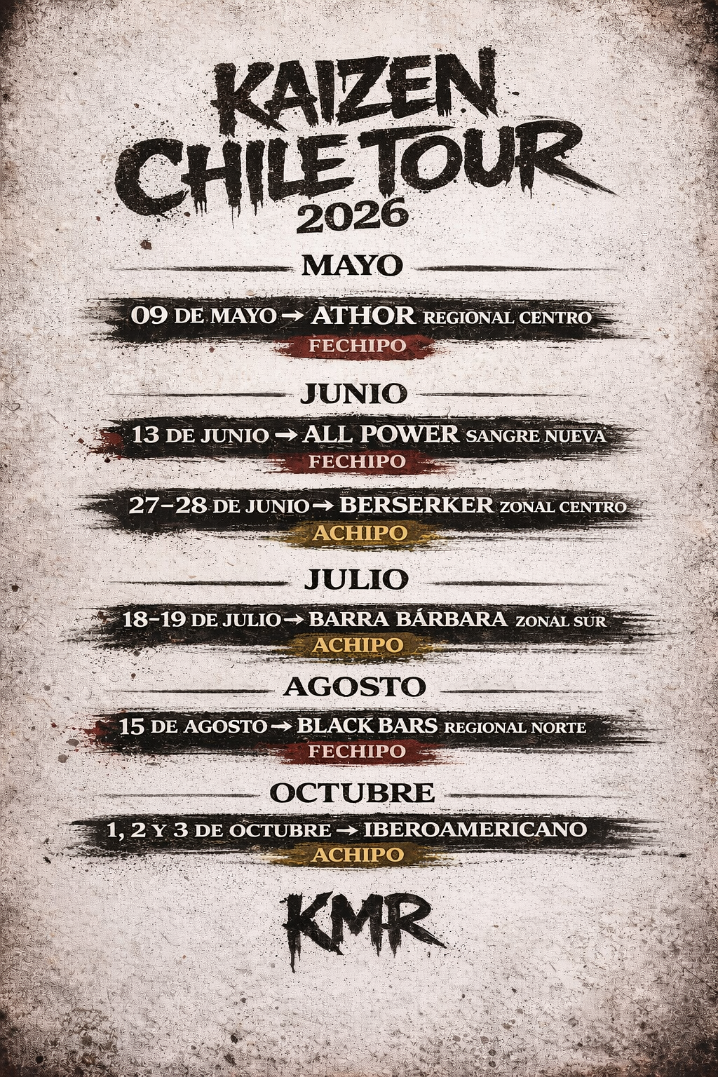 Kaizen Chile Tour 2026 — Poster oficial